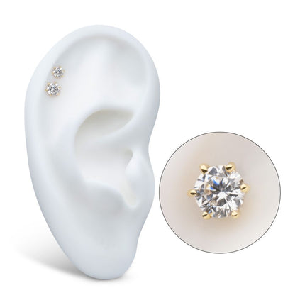Invictus 14Kt Yellow Gold Internally Threaded 6-Prong Round Gem Top Dermal