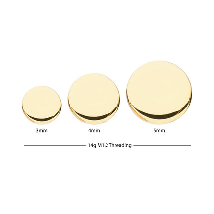 Invictus 14Kt Yellow Gold Internally Threaded Disk Top Dermal