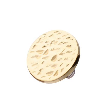 Invictus 14Kt Yellow Gold Internally Threaded Hammered Disk Top Dermal
