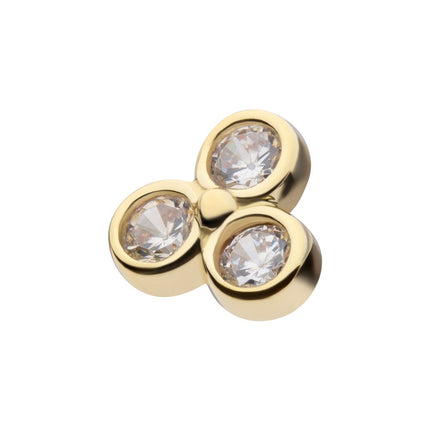 Invictus 14Kt Yellow Gold Internally Threaded Trinity Bezel Set Gem Top Dermal