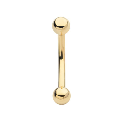 Invictus 14Kt Yellow Gold Curved Barbell with One Side Internally Threaded and One Side Fixed Ball End