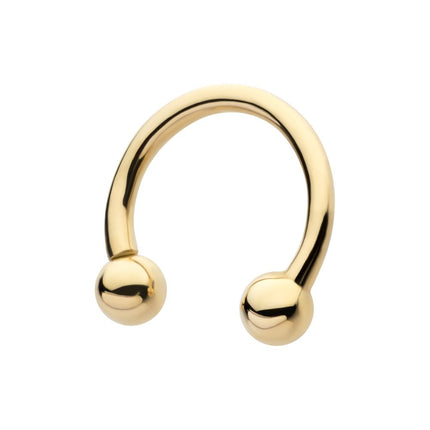 Invictus 14Kt Yellow Gold Circular Barbell with One Side Internally Threaded and One Side Fixed Ball End