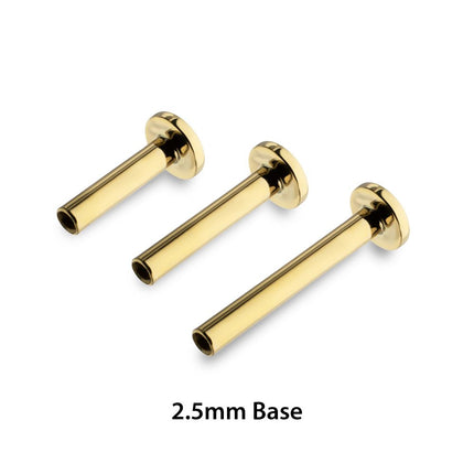 Invictus 14Kt Yellow Gold M0.8 Internally Threaded 2.5mm Labret Base