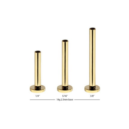 Invictus 14Kt Yellow Gold M0.8 Internally Threaded 2.5mm Labret Base