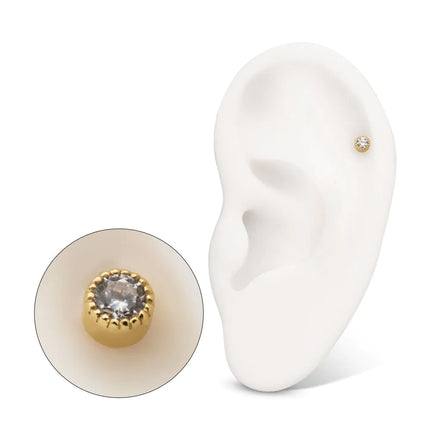 Invictus 14Kt Yellow Gold M0.8 Internally Threaded Milgrain Edge Round Gem Top