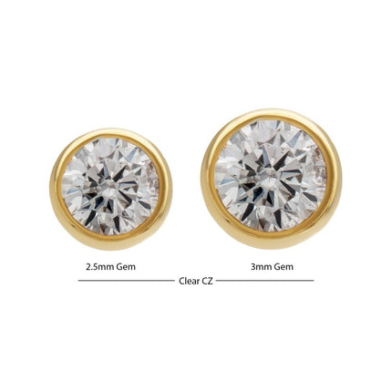 Invictus 14Kt Yellow Gold M0.8 Internally Threaded Round Back Bezel Set Gem Top