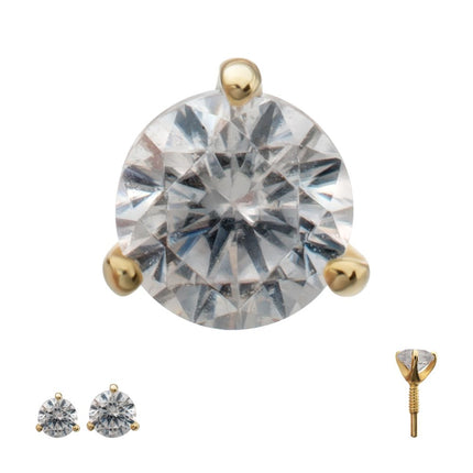 Invictus 14Kt Yellow Gold M0.8 Internally Threaded 3-Prong Round Gem Top