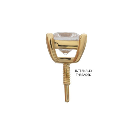 Invictus 14Kt Yellow Gold M0.8 Internally Threaded 4-Prong Princess Cut Gem Top