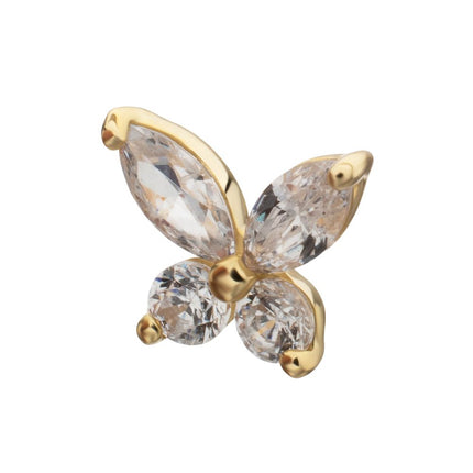 Invictus 14Kt Yellow Gold M0.8 Internally Threaded Butterfly Prong Set Gem Top
