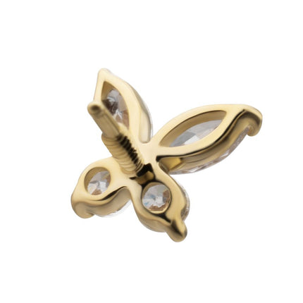 Invictus 14Kt Yellow Gold M0.8 Internally Threaded Butterfly Prong Set Gem Top