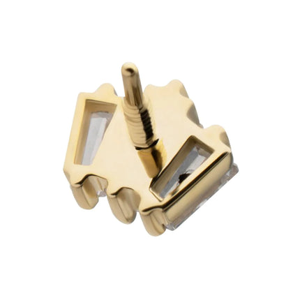 Invictus 14Kt Yellow Gold M0.8 Internally Threaded Prong Set Triple Baguette Cluster Top