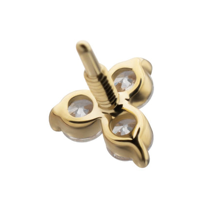 Invictus 14Kt Yellow Gold M0.8 Internally Threaded Prong Set Trinity Round Gem Top