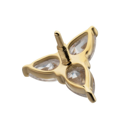 Invictus 14Kt Yellow Gold M0.8 Internally Threaded Prong Set Trinity Teardrop Gem Top