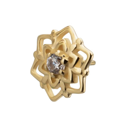 Invictus 14Kt Yellow Gold M0.8 Internally Threaded Mandala Gem Top