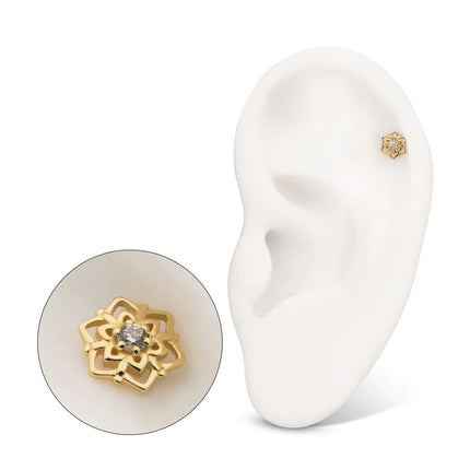 Invictus 14Kt Yellow Gold M0.8 Internally Threaded Mandala Gem Top