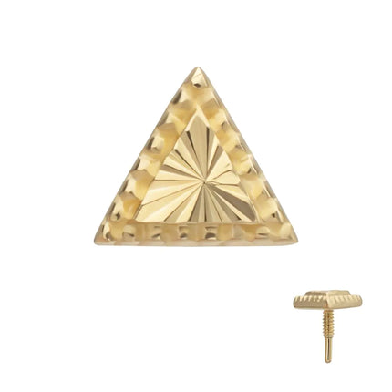 Invictus 14Kt Yellow Gold M0.8 Internally Threaded Milgrain Edge Corrugated Triangle Top