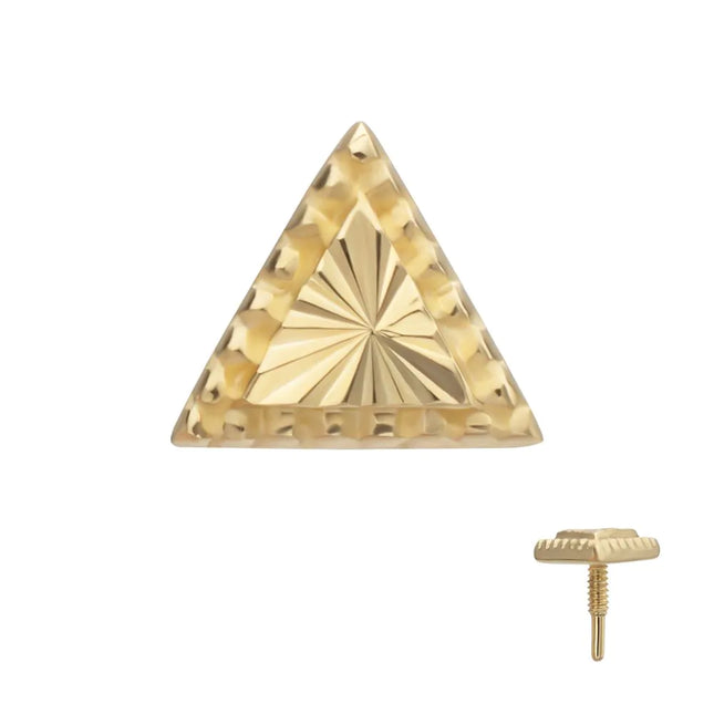 Invictus 14Kt Yellow Gold M0.8 Internally Threaded Milgrain Edge Corrugated Triangle Top