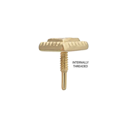 Invictus 14Kt Yellow Gold M0.8 Internally Threaded Milgrain Edge Corrugated Triangle Top