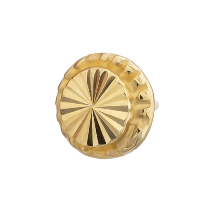 Invictus 14Kt Yellow Gold M0.8 Internally Threaded Milgrain Edge Corrugated Round Top