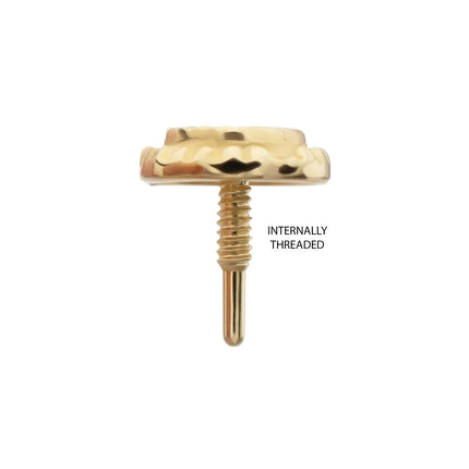 Invictus 14Kt Yellow Gold M0.8 Internally Threaded Milgrain Edge Corrugated Round Top