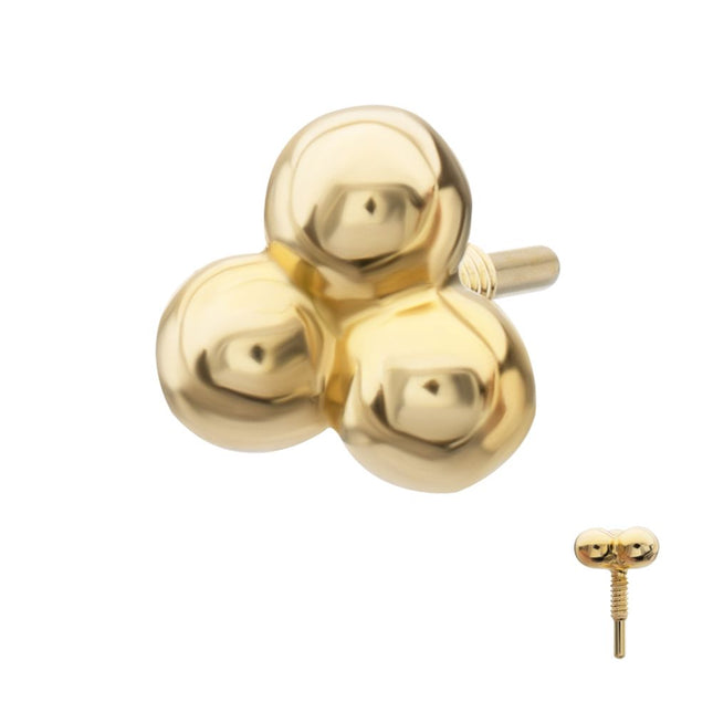 Invictus 14Kt Yellow Gold M0.8 Internally Threaded Trinity Ball Top