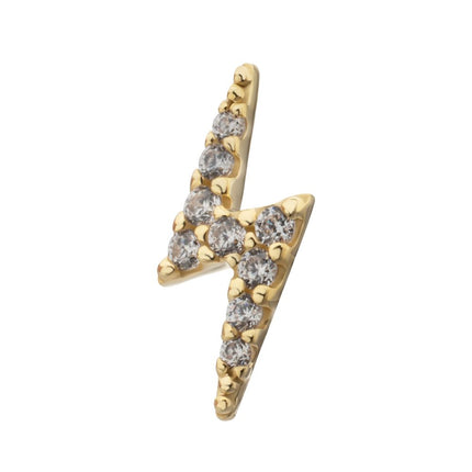 Invictus 14Kt Yellow Gold M0.8 Internally Threaded Pave Gem Lightning Bolt Top