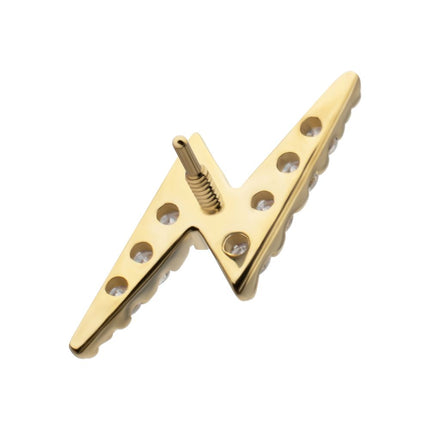 Invictus 14Kt Yellow Gold M0.8 Internally Threaded Pave Gem Lightning Bolt Top
