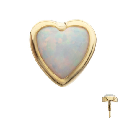 Invictus 14Kt Yellow Gold M0.8 Internally Threaded Bezel Set Heart Opal Top