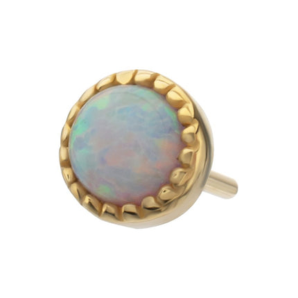 Invictus 14Kt Yellow Gold M0.8 Internally Threaded Milgrain Edge Round Opal Top
