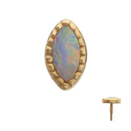 Invictus 14Kt Yellow Gold M0.8 Internally Threaded Milgrain Edge Marquise Opal Top