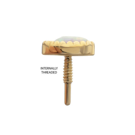 Invictus 14Kt Yellow Gold M0.8 Internally Threaded Milgrain Edge Marquise Opal Top