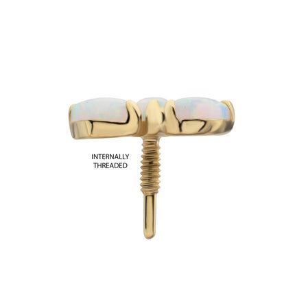 Invictus 14Kt Yellow Gold M0.8 Internally Threaded 3-Cluster Marquise Opal Fan Top
