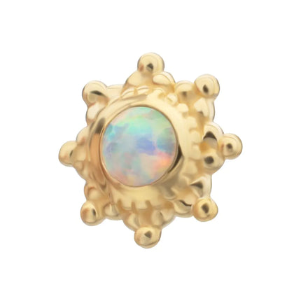 Invictus 14Kt Yellow Gold M0.8 Internally Threaded Beaded Flower Opal Top