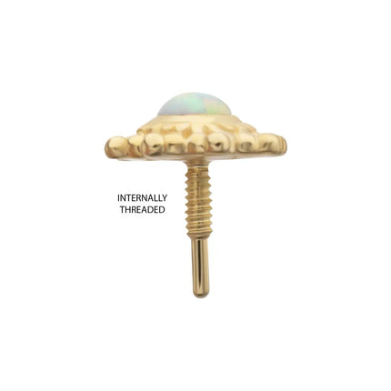Invictus 14Kt Yellow Gold M0.8 Internally Threaded Beaded Flower Opal Top