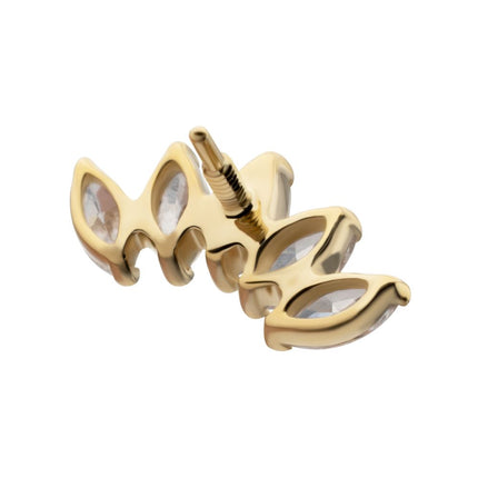 Invictus 14Kt Yellow Gold M0.8 Internally Threaded Five-Gem Fan Marquise Cluster Top