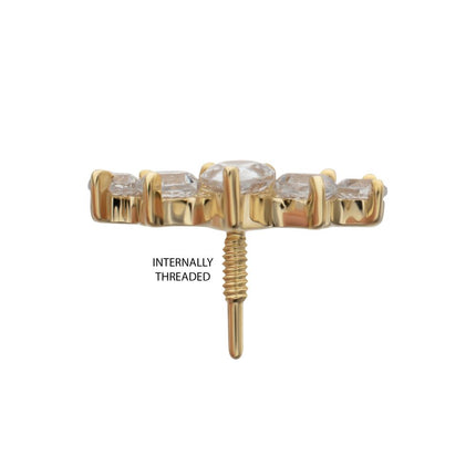 Invictus 14Kt Yellow Gold M0.8 Internally Threaded Teardrop 5-Cluster Top