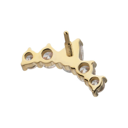 Invictus 14Kt Yellow Gold M0.8 Internally Threaded Teardrop 5-Cluster Top