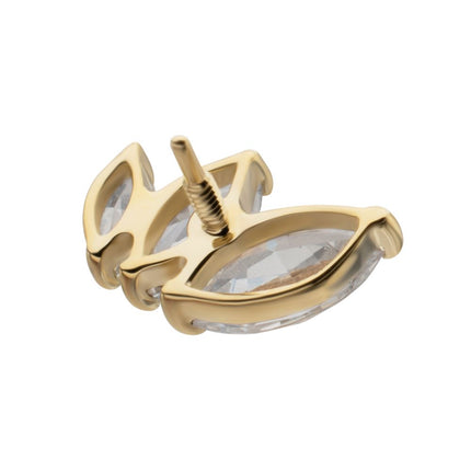 Invictus 14Kt Yellow Gold M0.8 Internally Threaded Staggered Triple Marquise Cluster Top