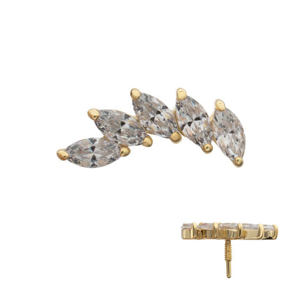 Invictus 14Kt Yellow Gold M0.8 Internally Threaded Five-Gem Staggered Marquise Cluster Top
