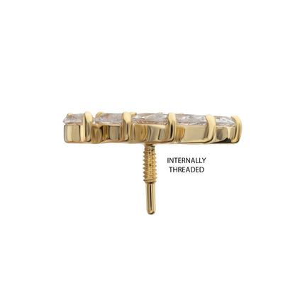 Invictus 14Kt Yellow Gold M0.8 Internally Threaded Five-Gem Staggered Marquise Cluster Top