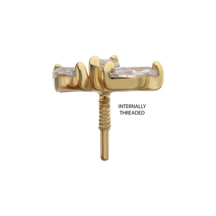 Invictus 14Kt Yellow Gold M0.8 Internally Threaded Prong Set Triple Cluster Marquise Fan Top