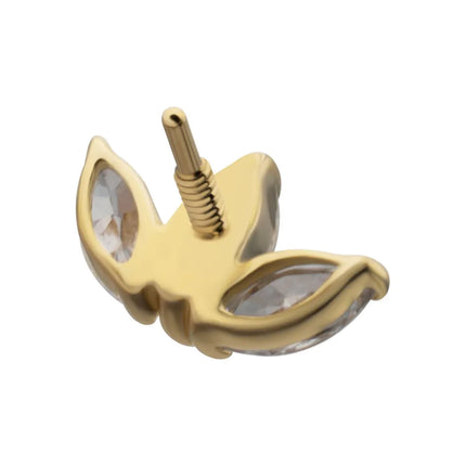 Invictus 14Kt Yellow Gold M0.8 Internally Threaded Prong Set Triple Cluster Marquise Fan Top