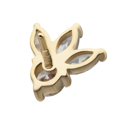 Invictus 14Kt Yellow Gold M0.8 Internally Threaded Triple Marquise Cluster Fan Top with Round Gem