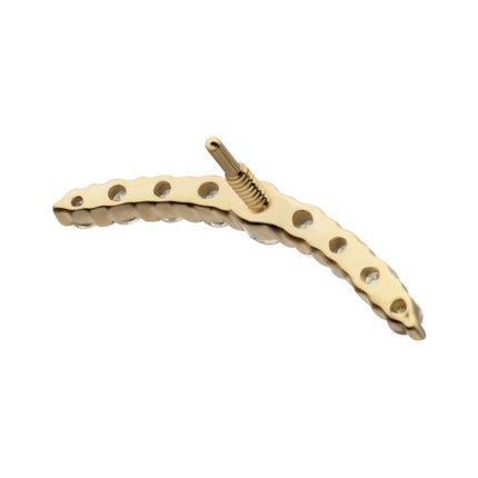 Invictus 14Kt Yellow Gold M0.8 Internally Threaded Curved 9-Gem Bar Top