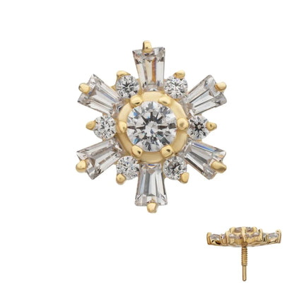 Invictus 14Kt Yellow Gold M0.8 Internally Threaded Radiant Flare Cluster Top