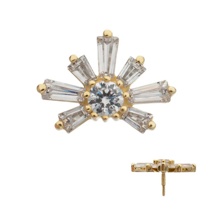 Invictus 14Kt Yellow Gold M0.8 Internally Threaded Sunray Cluster Top