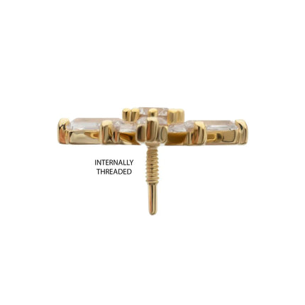 Invictus 14Kt Yellow Gold M0.8 Internally Threaded Sunray Cluster Top