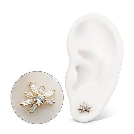 Invictus 14Kt Yellow Gold M0.8 Internally Threaded Sunray Cluster Top