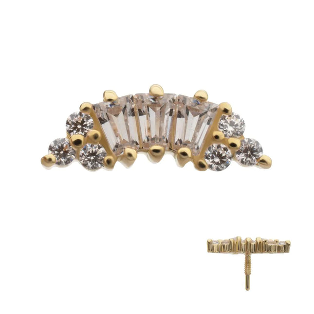 Invictus 14Kt Yellow Gold M0.8 Internally Threaded Crown Baguette Cluster Top