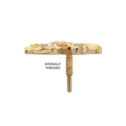 Invictus 14Kt Yellow Gold M0.8 Internally Threaded Pave Gem Snake Top